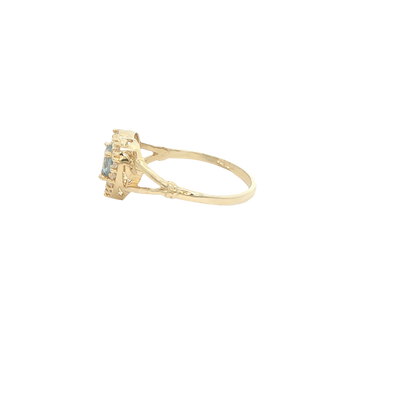 14 KARAT RING SIZE 7 WEIGHT: 2G : CZ HEART BLUE CE