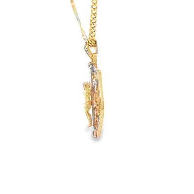 PENDANT 14K 3.6G JESUS CZ JESUS ON CROSS SHIELD