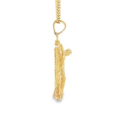 14K PENDENT 6.5G ANCHOR JESUS DC TEXTURED FINISH