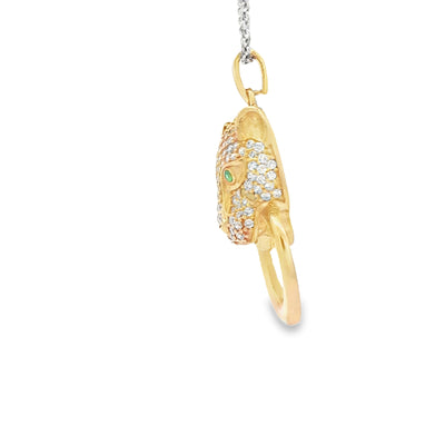 PENDANT 14K 3.3G PANTHER CZ GREEN EYES