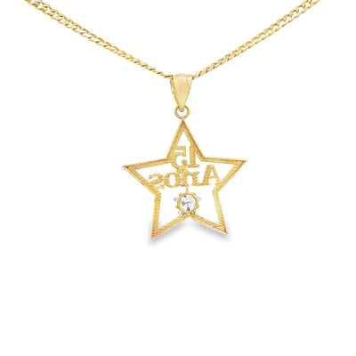 14K  PENDENT QUINCE CZ STAR 2TONE