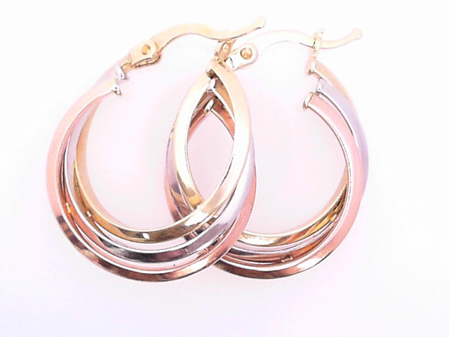 EARRINGS Three-Tone 14 Karat Small Hoop Earrings W