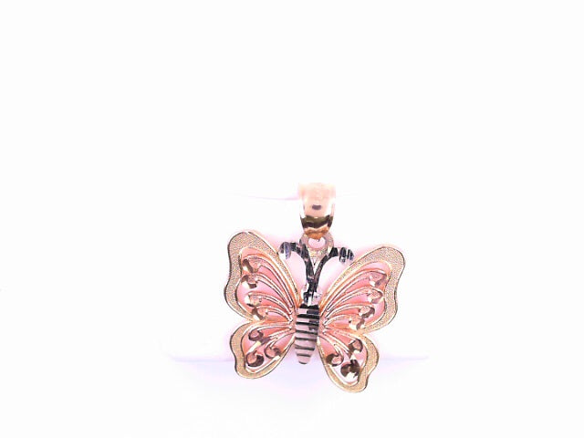 PENDANT 14KP 2.9G BUTTERFLY 3TONE SATIN FINISH