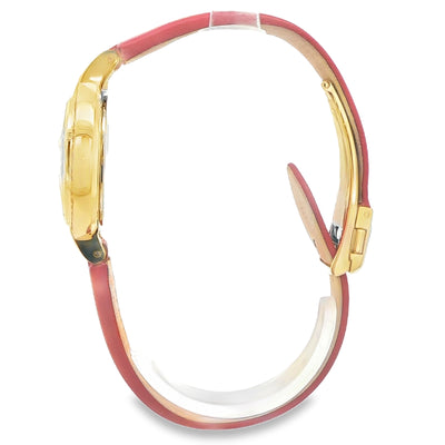 RED STONE BEZEL RED CHIPS FACE BULOVA WATCH