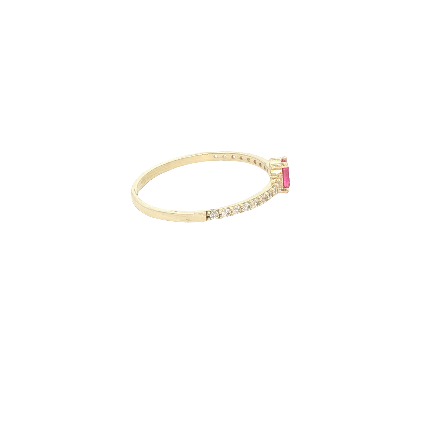 14 KARAT RING SIZE 8.25 WEIGHT: 1.1G : CZ RED PEAR