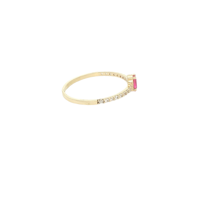 14 KARAT RING SIZE 8.25 WEIGHT: 1.1G : CZ RED PEAR