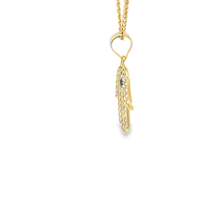 14 KARAT CHARM CZ HANSMA BLUE CENTER