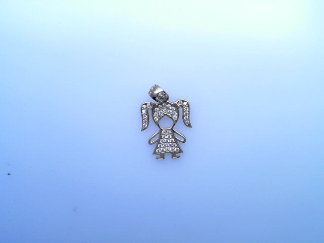 14K PENDENT  1.4G GIRL CZ GIRL PIGTAILS CZ BAIL