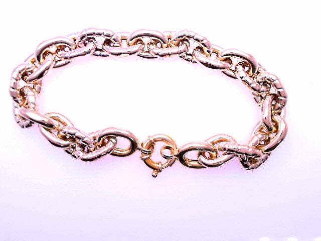BRACELET 14K 11.7G 8'' 7.5MM 3TONE CHAIN LINK