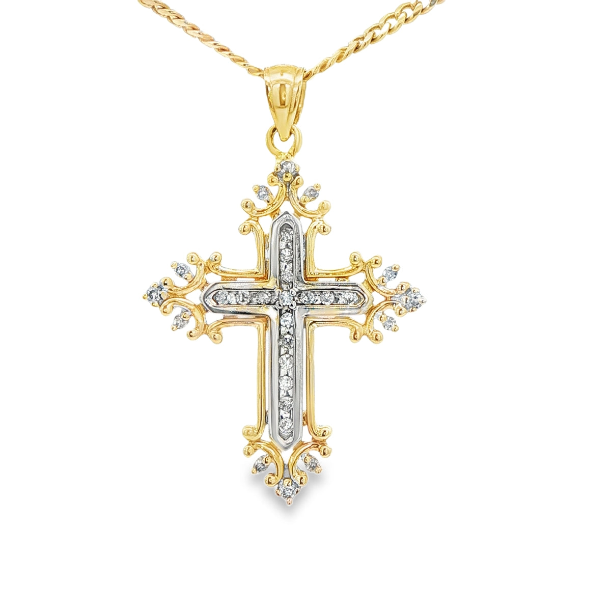 14 KARAT PENDANT NATURAL DIAMOND CROSS