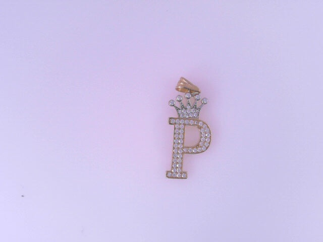 14KP LETTER P CZ CROWN INITIAL P