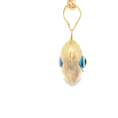 PENDANT 14K EVIL EYE BLUE OVAL POLISHED