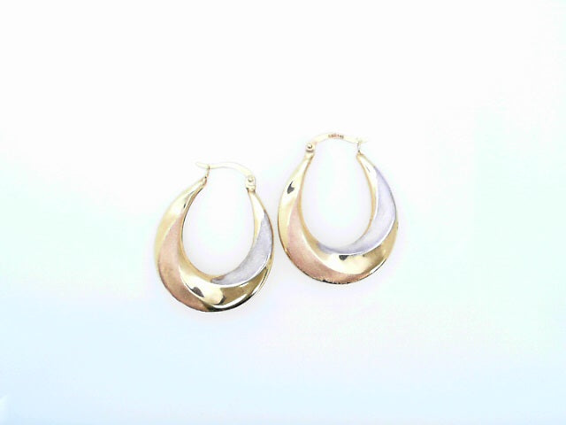 EARRINGS THREE-TONE 14 KARAT SMALL HOOP EARRINGS W