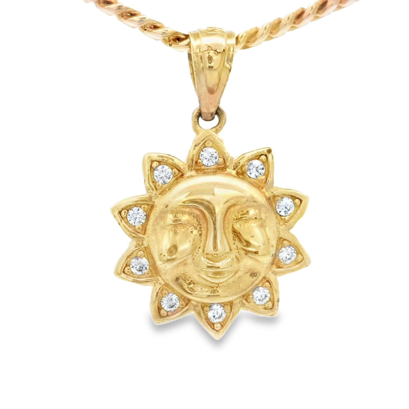 14K PENDANT  1.4G SUN CZ HAPPY SUN