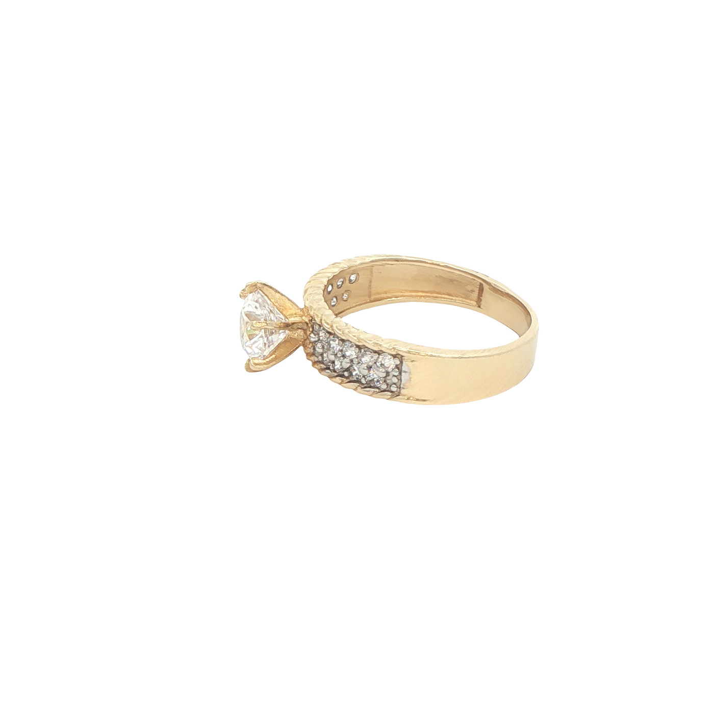 14 KARAT RING SIZE 7.5 WEIGHT: 3.5G : 4.9MM CZ SOL