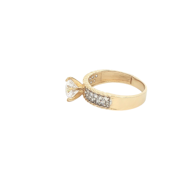 14 KARAT RING SIZE 7.5 WEIGHT: 3.5G : 4.9MM CZ SOL