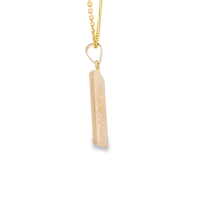 PENDANT 14K MILAGROSA RECTANGLE MARY SATIN FINISH MILIGRAIN BO