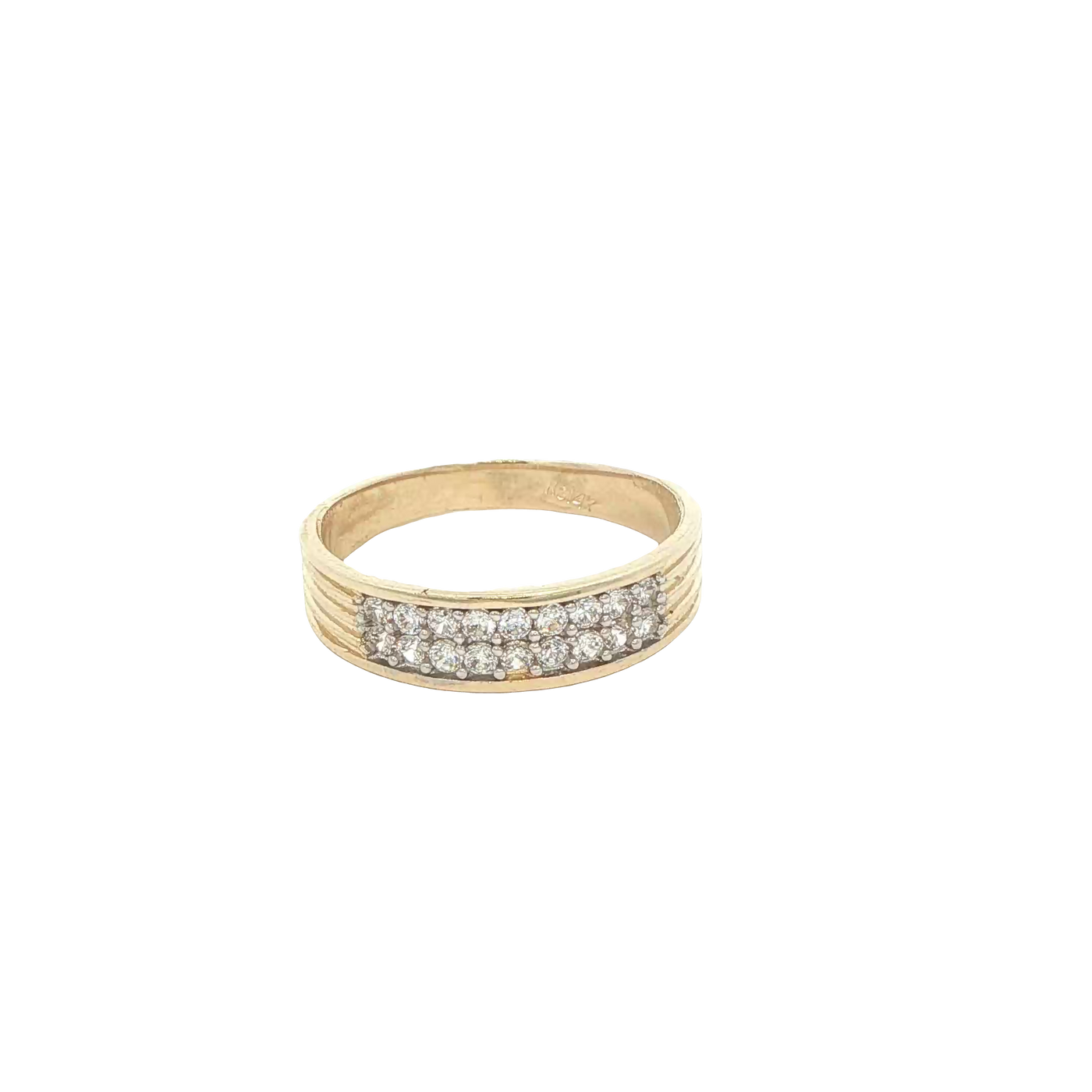 14 KARAT RING SIZE 7.25 WEIGHT: 3.2G : 5.0MM CZ 2