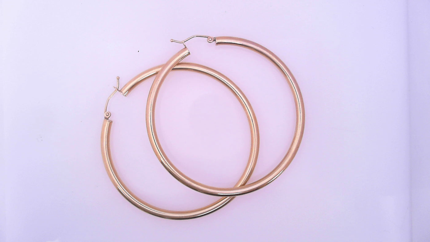 EARRINGS 14 KARAT LARGE HOOP EARRINGS WEIGHT: 4.7G