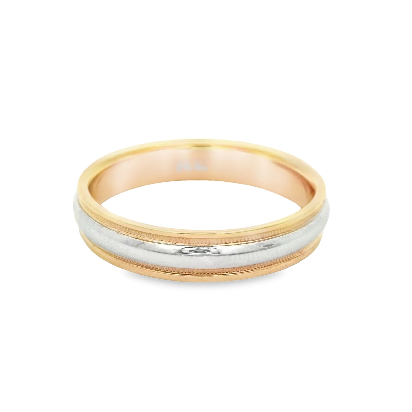 14KR Band Two-tone Miligrain Ring