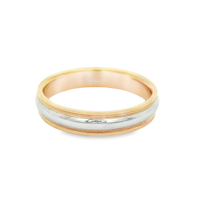 14KR Band Two-tone Miligrain Ring