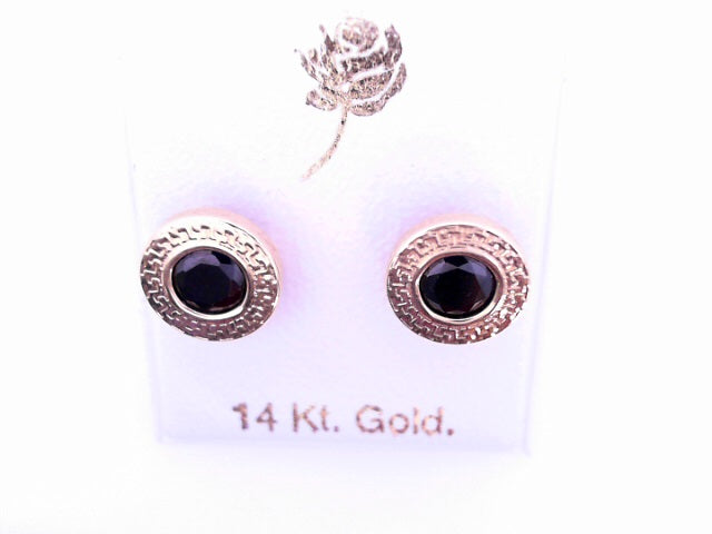 14 KARAT STUD EARRINGS WEIGHT: 0.9G : CZ BLACK GRE