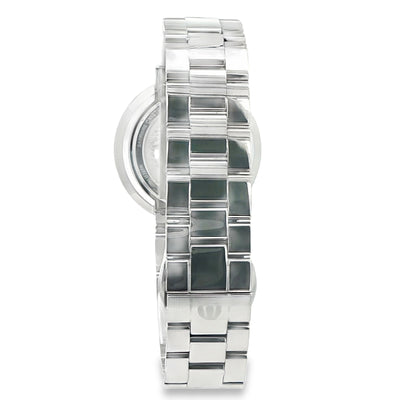 SILVER WHITE FACE NEGATIVE SPACE BEZEL BULOVA
