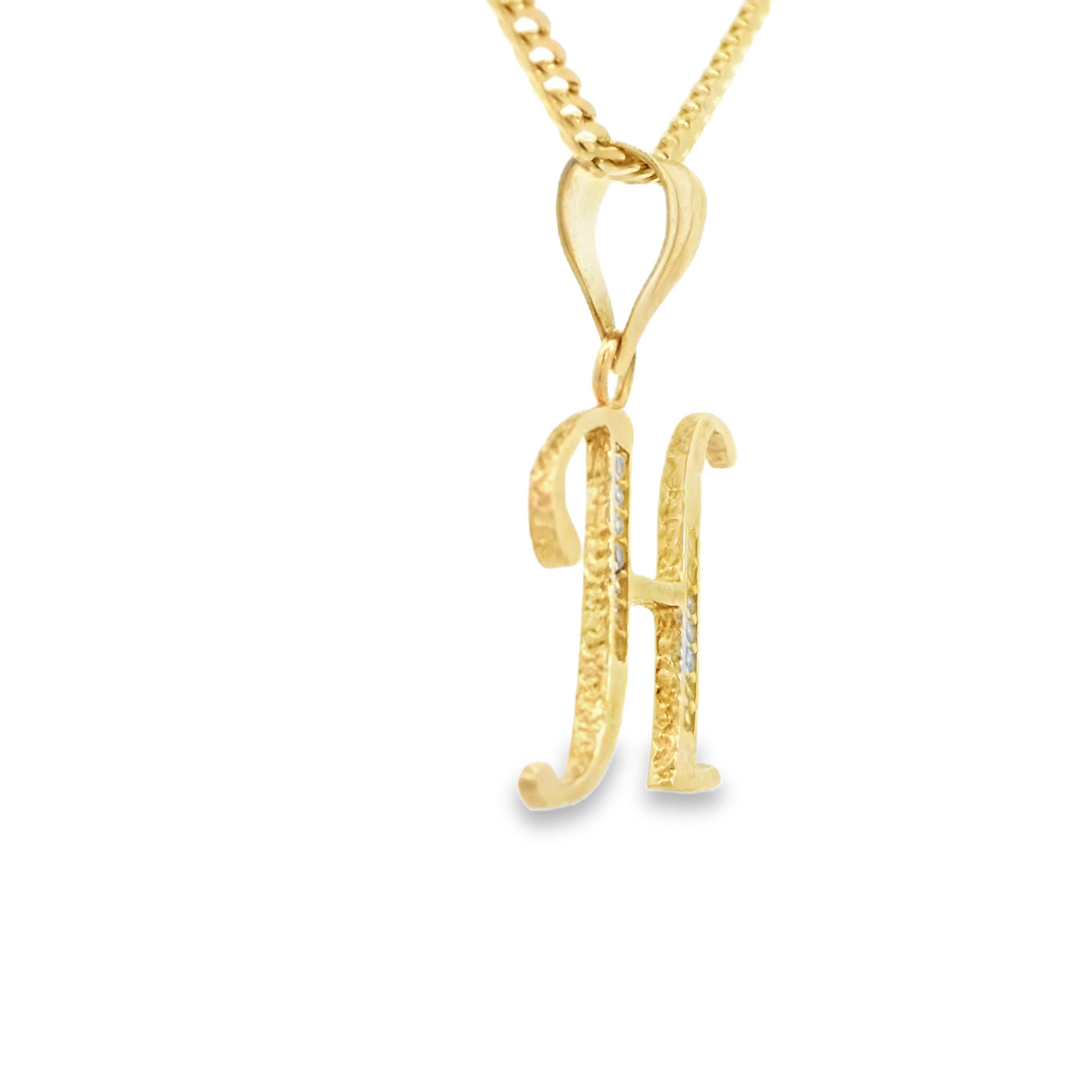 PENDANT 14K LETTER H CZ