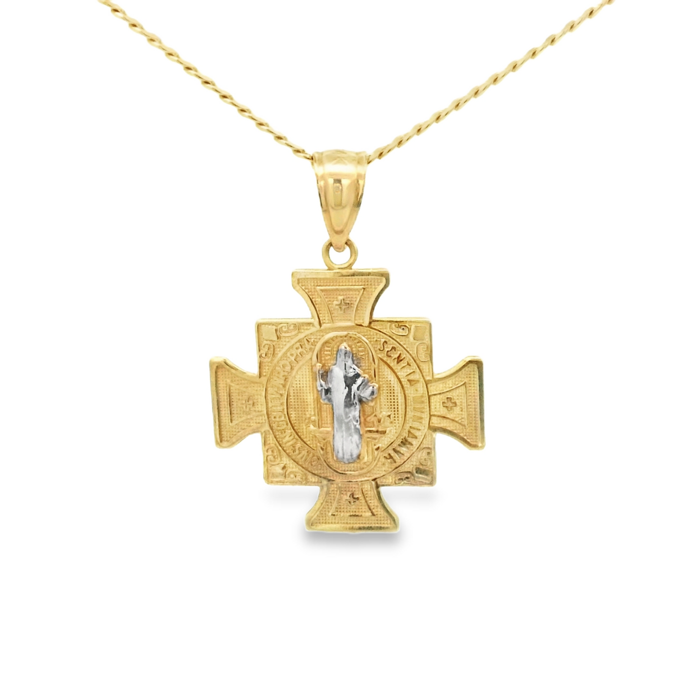 PENDENT14KP 1.9G SAINT SAINT BENEDICT CROSS MEDAL