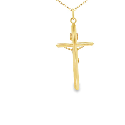 14 KARAT DIAMOND CUT CHARM JESUS CROSS CIRCLE BACK