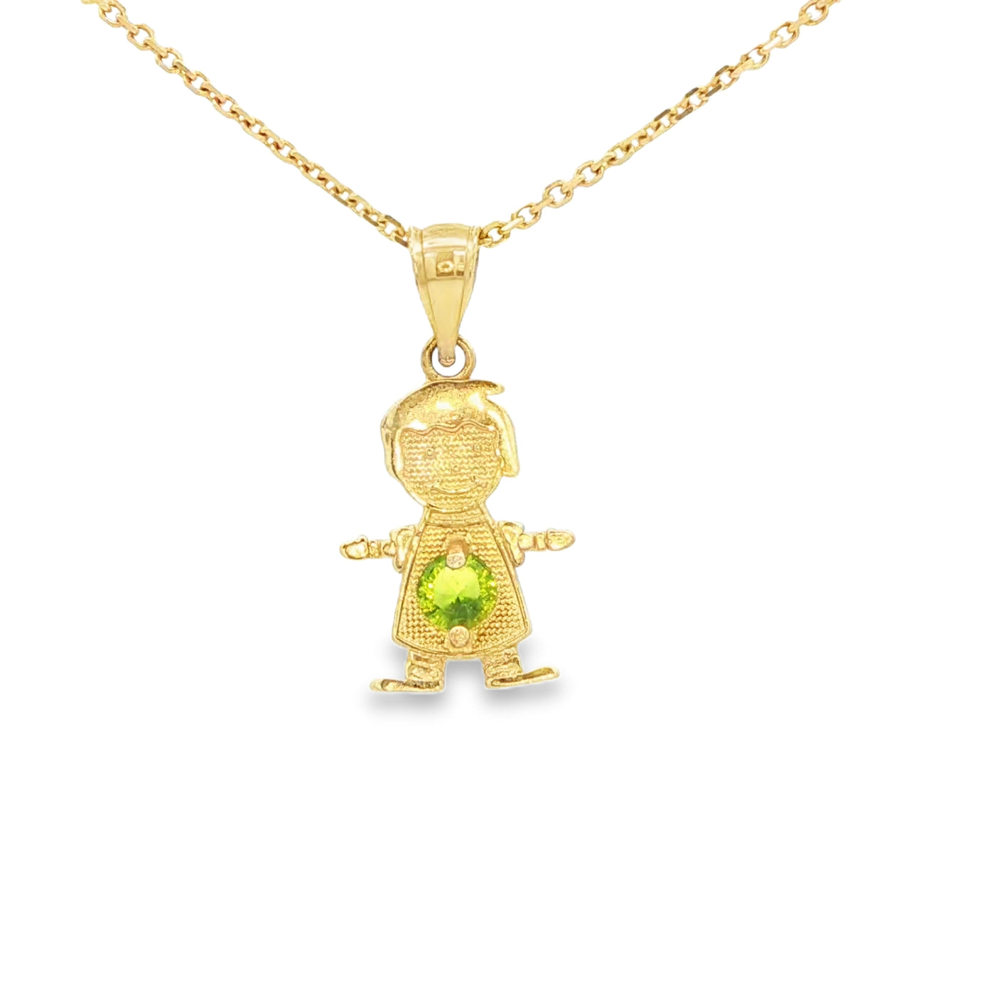 PENDANT 14KP BOY CZ LIGHT GREEN BELLY BOY