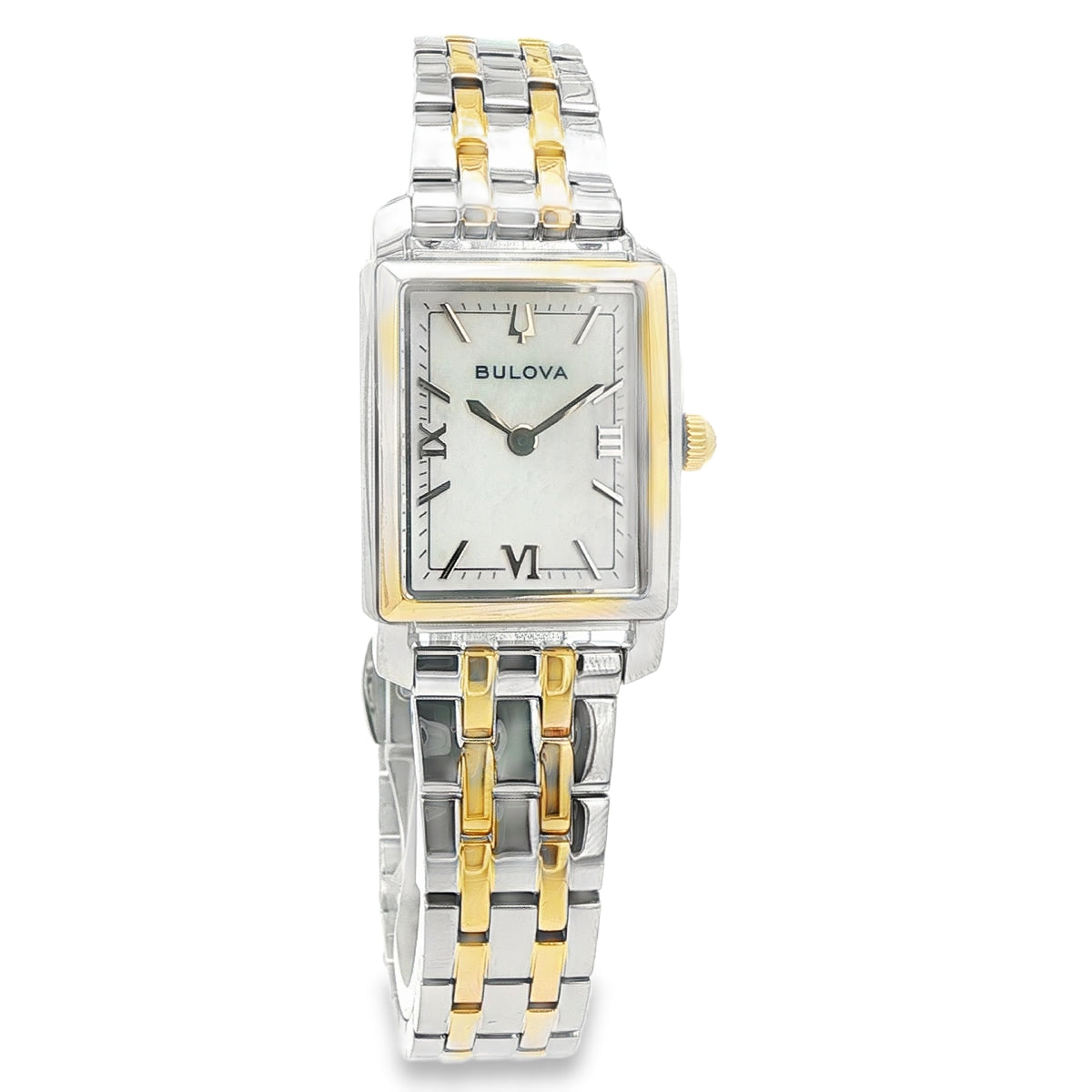 BULOVA TWO TONE DEPLOYMENT SQUARE WHITE FACE