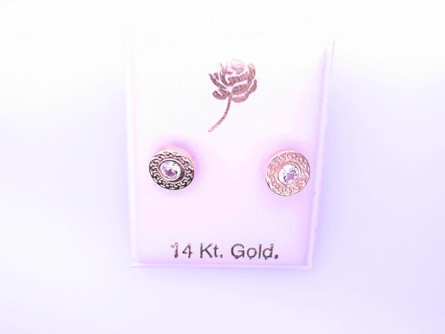 14 KARAT STUD EARRINGS WEIGHT: 0.8G : 5MM CZ CLEAR