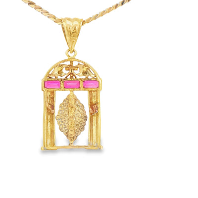 14K PENDENT 6.0G GUADALUPE  RED CZ 3TONE GUADA HOU