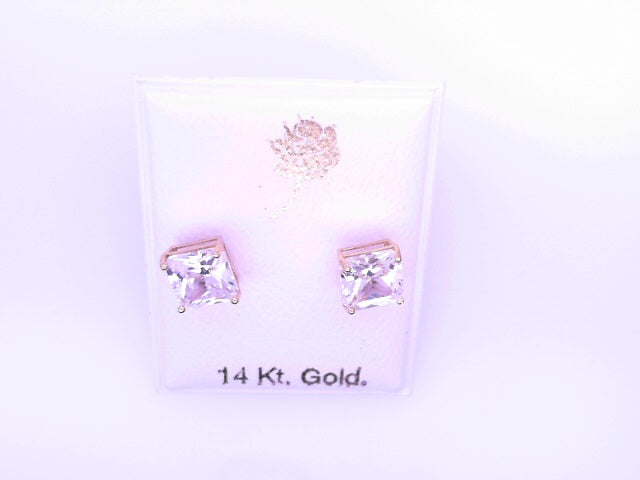 14 KARAT STUD EARRINGS WEIGHT: 0.8G : 5MM CZ CLEAR