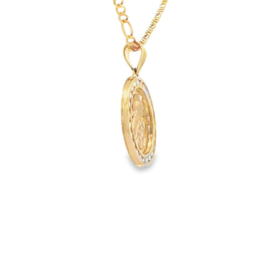 PENDANT 14K SAINT CZ ST BARBARA ROUND