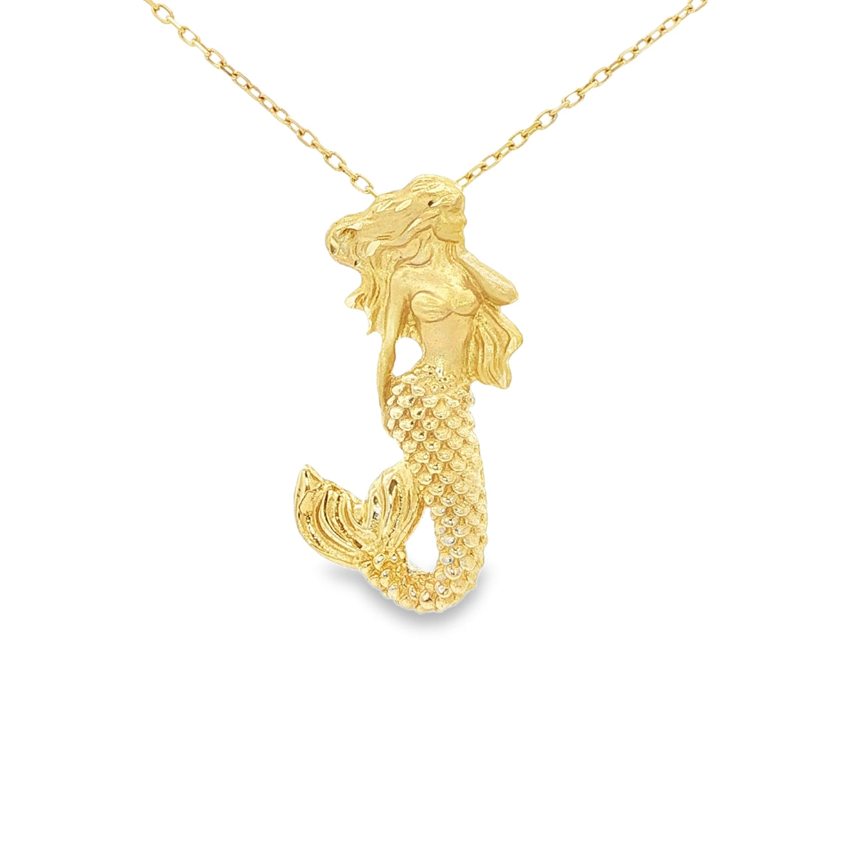 PENDANT 14K 3.2G MERMAID SATIN FINISH BEADED BODY