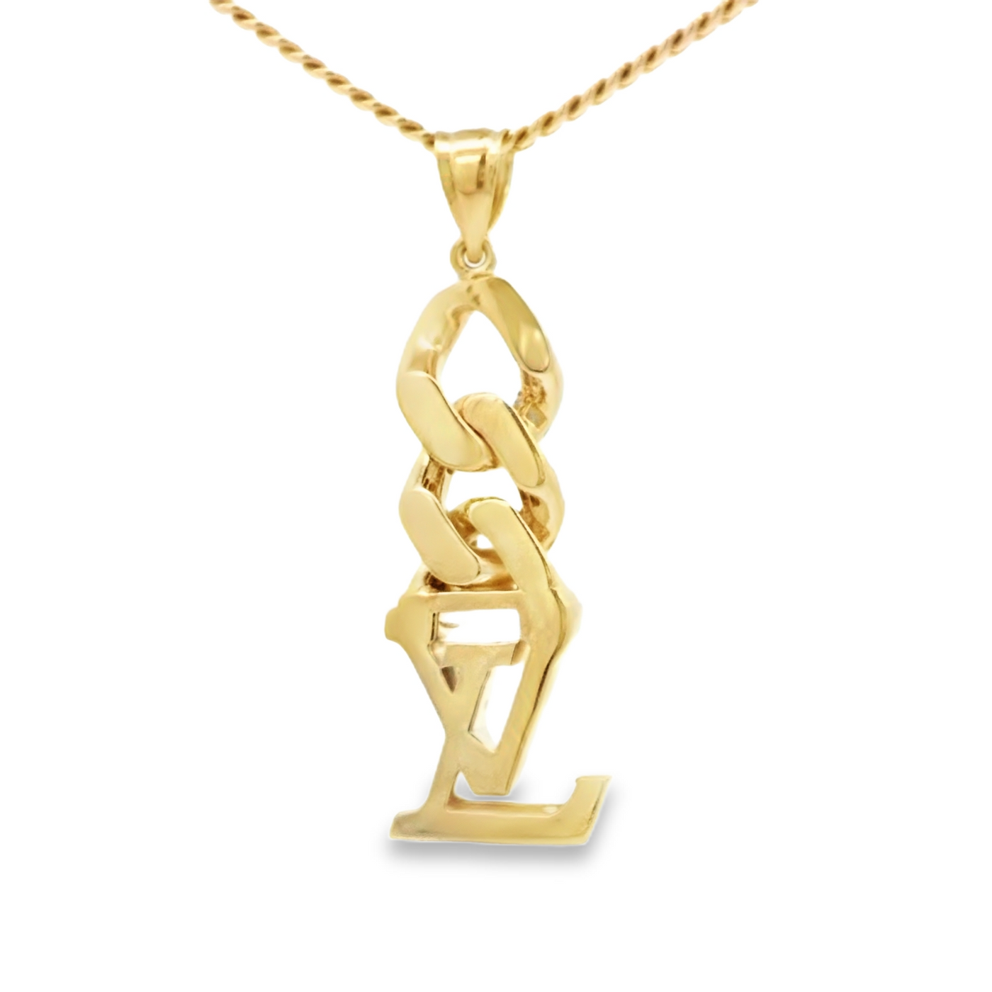 PENDANT 14K 3.2G STYLE LV INITIALS DANGLE CUBAN LI