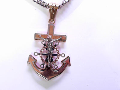 PENDANT 14KP 5.9G ANCHOR JESUS ANCHOR 3TONE