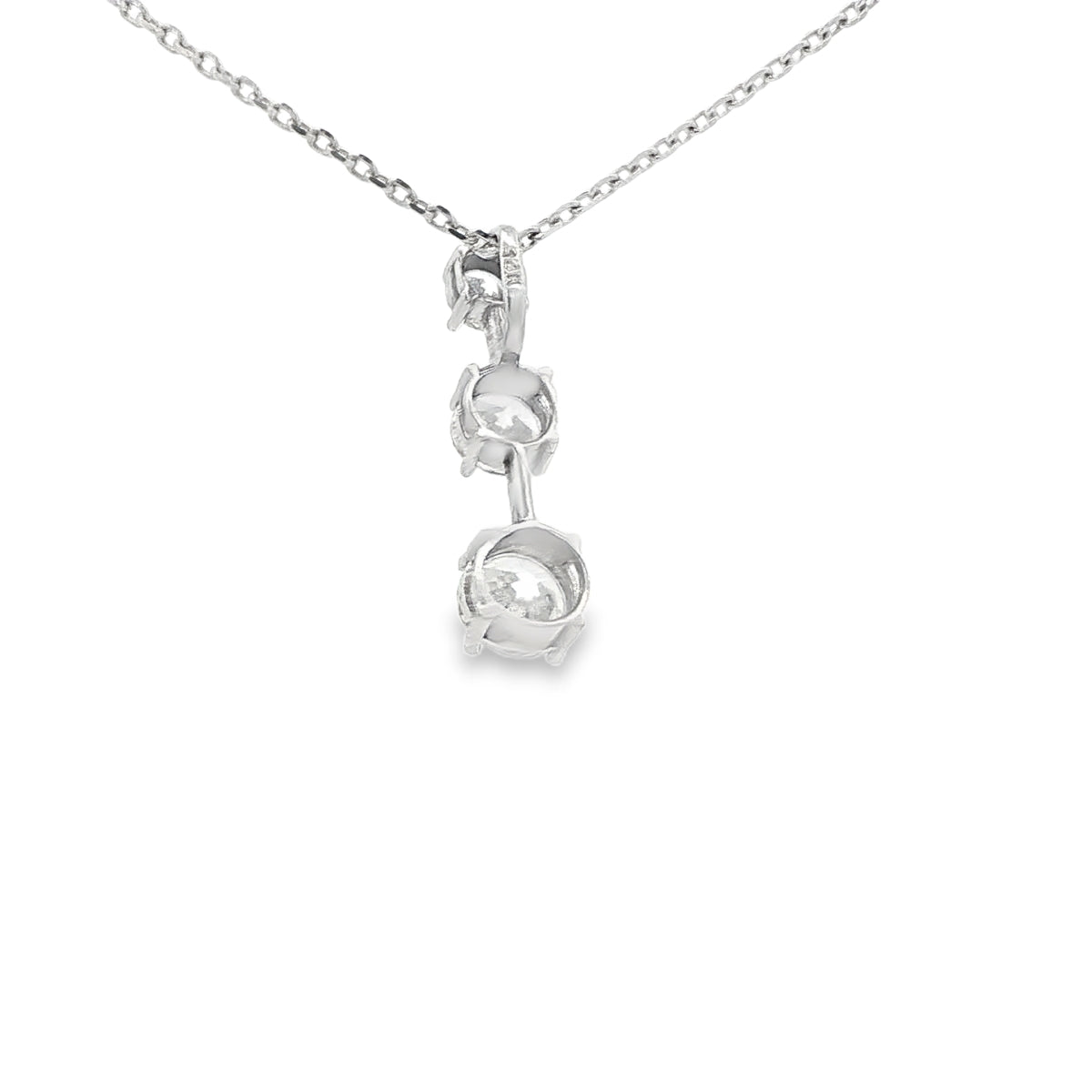 14 KARAT CHARM  CZ THREE STONE WHITE DROP SLIDE