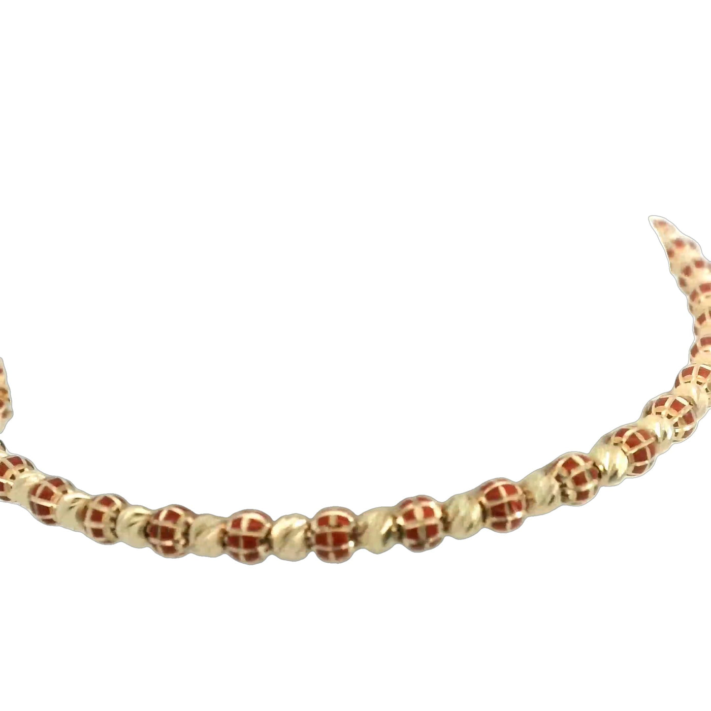 BRACELET 14KB 6.7G BEAD FLEX RED ENAMEL MOON SWIRL