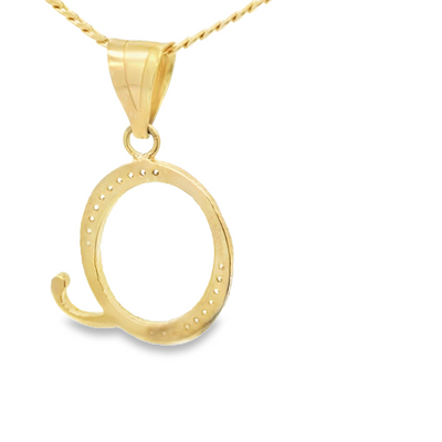 PENDANT 14K CZ LETTER Q