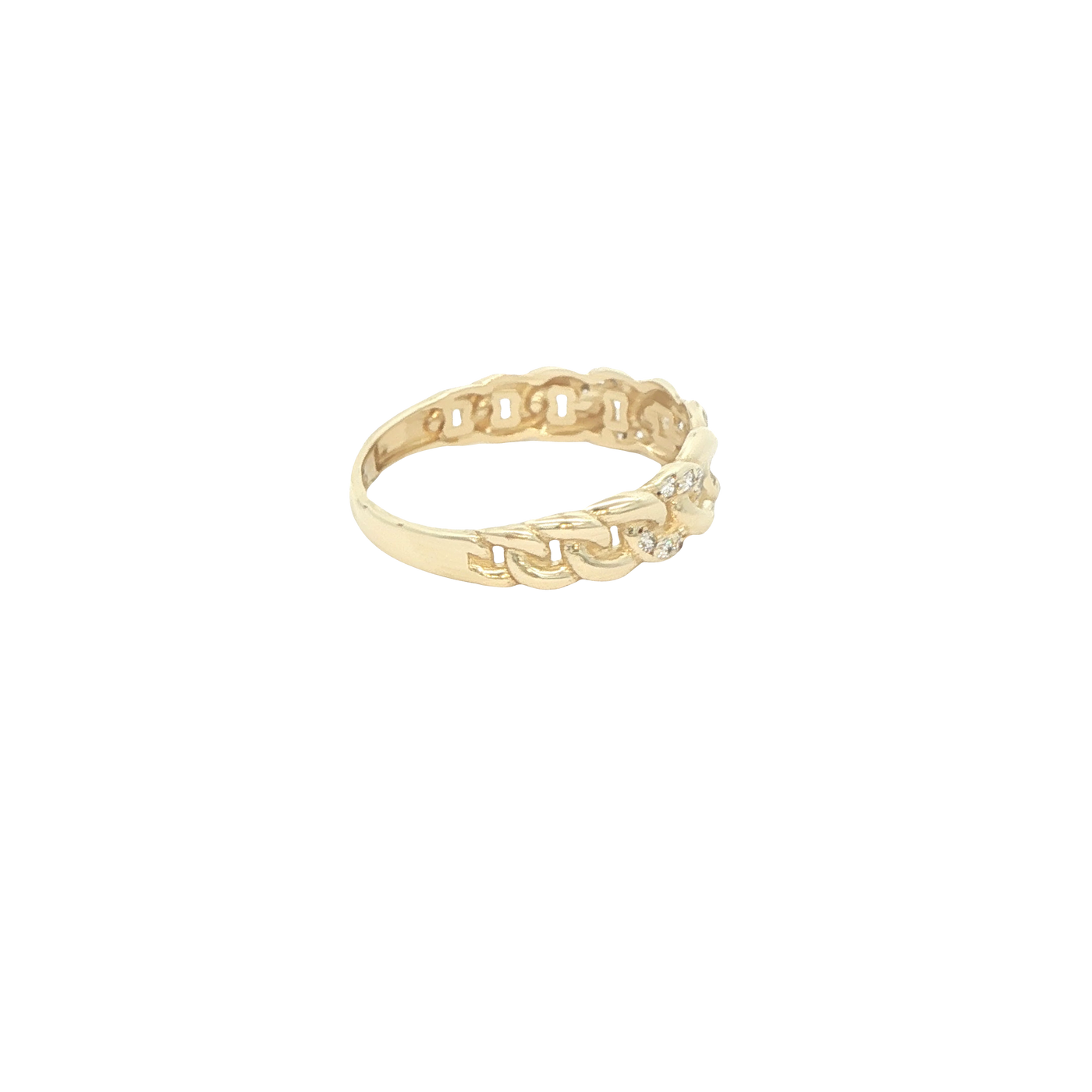 14 KARAT RING SIZE 7 WEIGHT: 1.8G : CZ CUBAN LINK