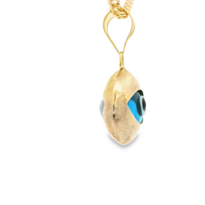 PENDANT 14K EVIL EYE BLUE OVAL POLISHED