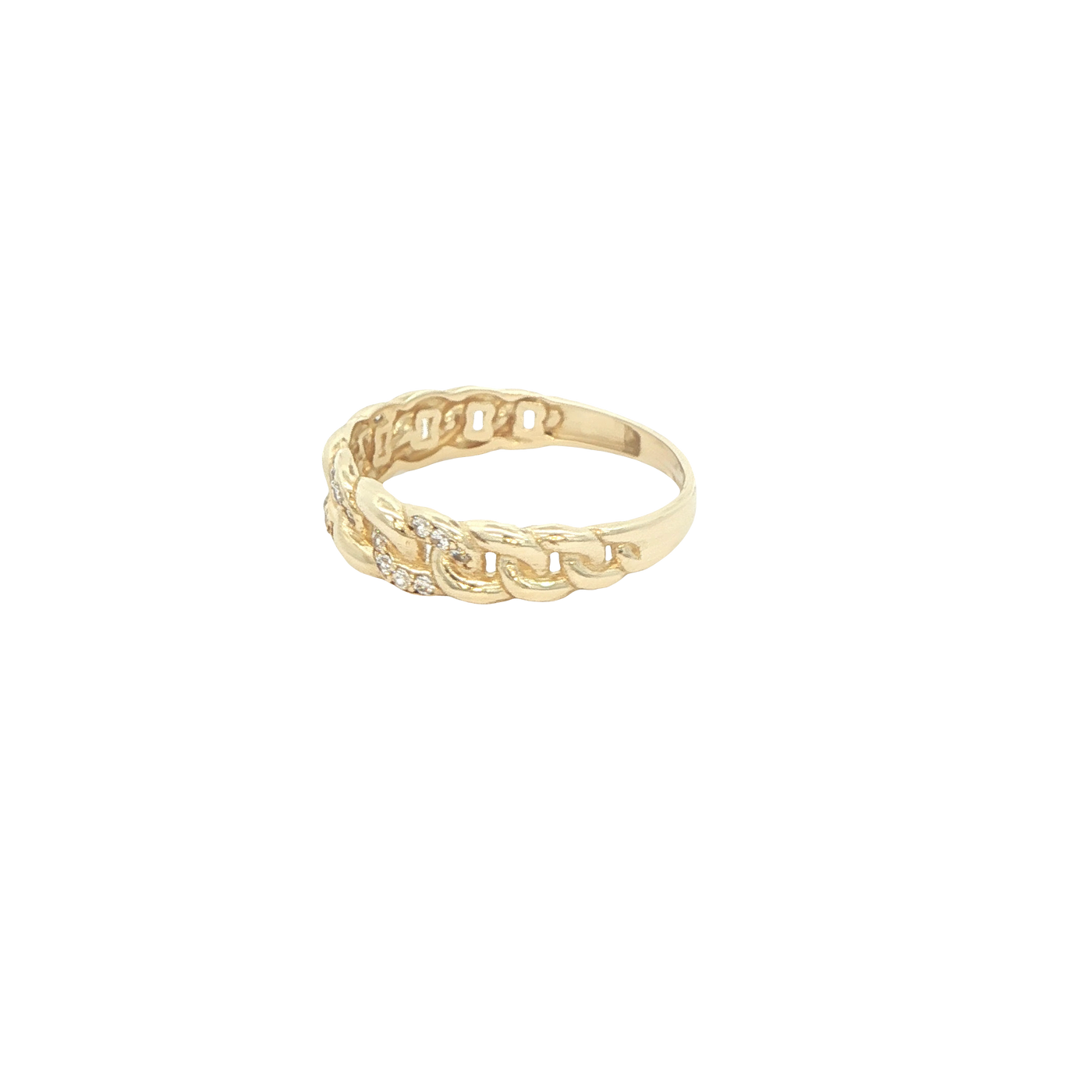 14 KARAT RING SIZE 7 WEIGHT: 1.8G : CZ CUBAN LINK
