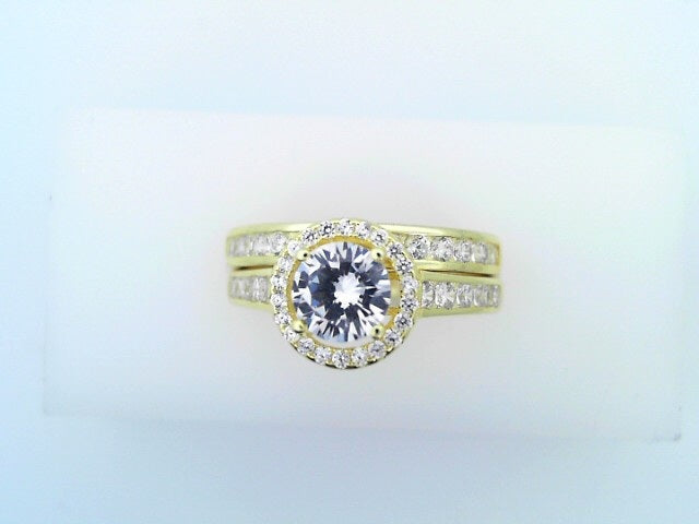 STERLING SILVER RING SIZE 8 WEIGHT: 4.6G CZ DUO YE