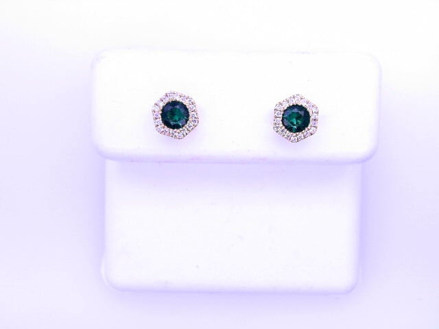 14 KARAT STUD EARRINGS WEIGHT: 1.4G : D 0.10CT BLU