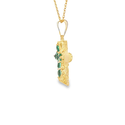 18 Karat Cross Pendant Natural Emerald