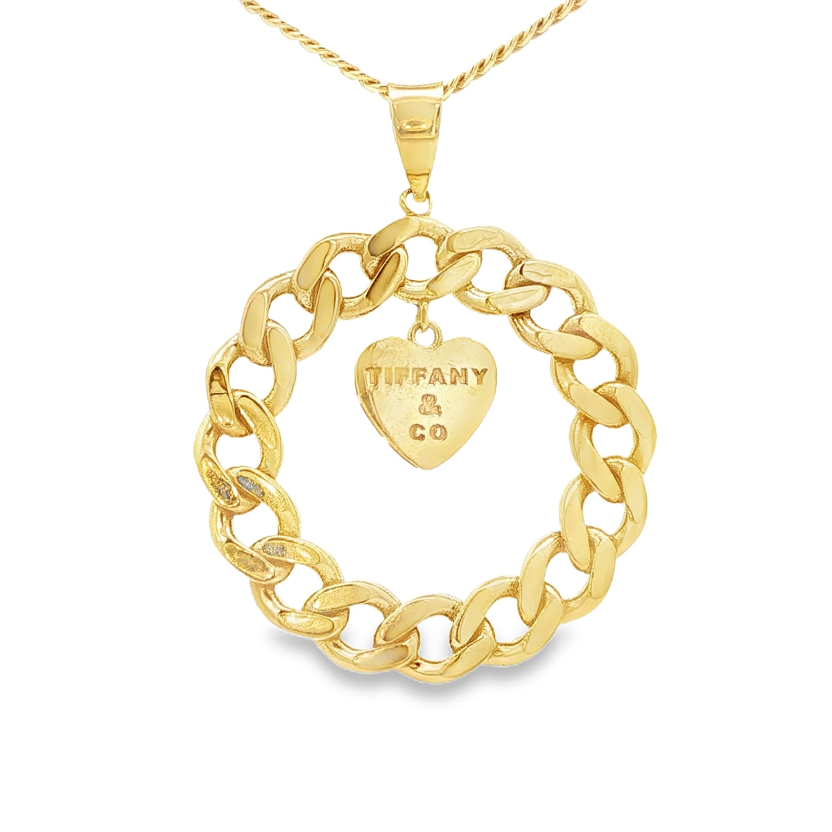 14KP 4.4G STYLE TIFFANY ROUND CUBAN LINK BORDER HE