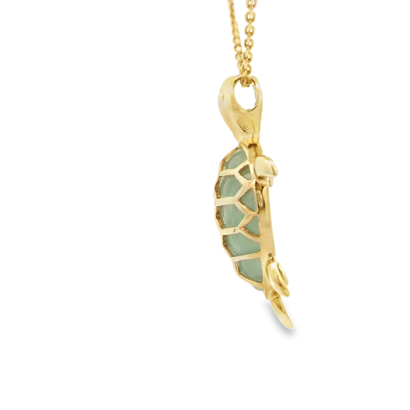 10K PENDANT NATURAL JADE TURTLE